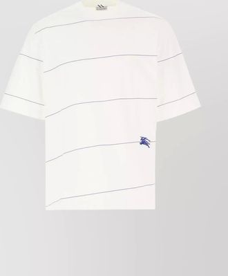 Burberry cotton t-shirt with striped pattern and embroidered detail