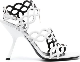 Sergio Rossi Witte Sandalen met Spiraal Design - Dames - Sandalen met hakken - Wit - 37 EU - Leer - Schoenen