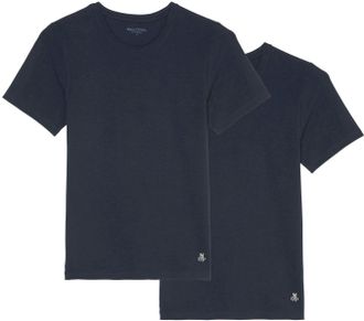 Marc O'Polo T-Shirt MARC OPOLO Essentials, Herren, Gr. XXL, blau (schwarz navy), Jersey, Obermaterial: 95% Baumwolle, 5% Elasthan, unifarben, figurbetont h&uuml;ftlang