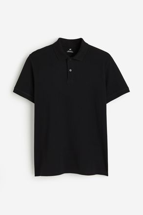 H&M Pikeeshirt in Regular Fit - Schwarz