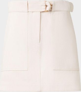 Akris Belted Cotton Wool Denim Mini Skirt