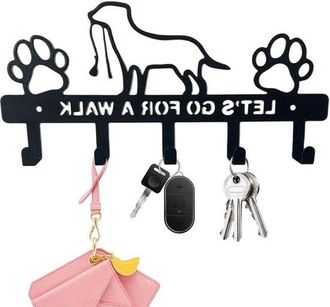 OEM Llavero Met&aacute;lico - Estante De Pared - Organiza La Entrada - Con 5 Ganchos - 29 Cm De Ancho - Negro