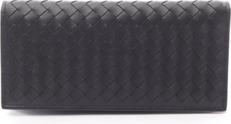 Bottega Veneta Black Leather Long Wallet (Bi-Fold) (Pre-Owned)