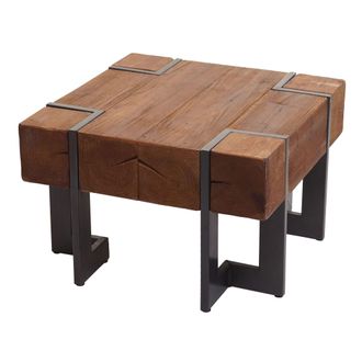 Hhg Mesa De Centro Hhg 887, Mesa De Sal&oacute;n, Abeto Macizo R&uacute;stico Certificado Mvg, Marr&oacute;n 60x60cm
