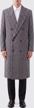 Emporio Armani Cappotto lungo doppiopetto in lana vergine con motivo pied-de-poule