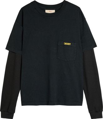 Cherry Los Angeles General Store Waffle-sleeve Cotton T-shirt - Black - M