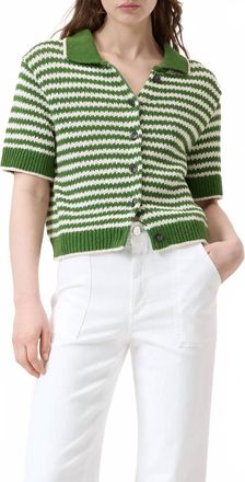 Closed Stripe Short Sleeve Cardigan In Racquet Court Green