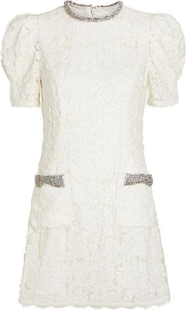 Rebecca Vallance Dillon Crystal and Sequin-embellished Lace Mini Dress - Ivory - 12 (UK12 / M)