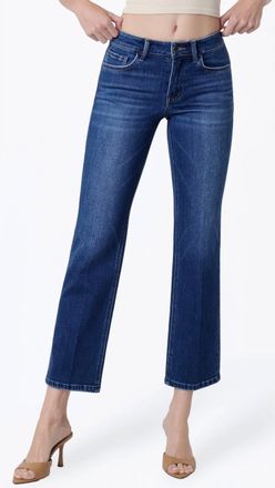 Flying Monkey Mid Rise Trouser Fold Creased Straight Jeans In Dark Wash