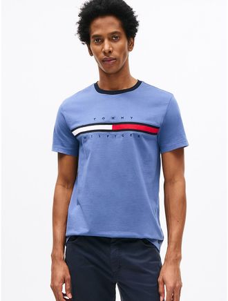 Tommy Hilfiger Mens Embroidered Flag Logo T-Shirt - Blue - XS