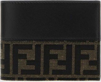 Fendi Portafoglio in tessuto FF jacquard con portamonete e dettagli in pelle