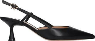 Gianvito Rossi Black Leather Mid Heel Womens Pumps