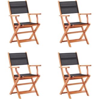 vidaXL Sillas Plegables Jard&iacute;n 4 Uds Madera Eucalipto Textilene Negro Vidaxl