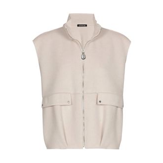 Caroline Biss Caroline Biss - Mouwloze fluwelen bodywarmer - Dames - Jassen - Beige - Maat: L Viscose