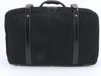 Gucci Black Leather Canvas Handbag Tote Bag (Pre-Owned)