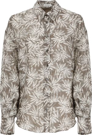 Brunello Cucinelli Multicolor Silk Pattern Womens Shirt