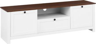 Beliani Mueble Para Televisor Con Caj&oacute;n Y 2 Puertas Estilo Cottage Campestre Blanco Pimba