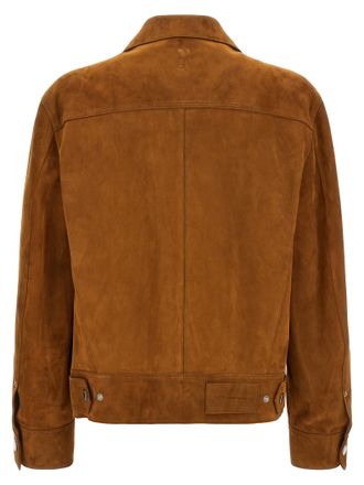 Ami Goatskin Leather Trucker Jacket - Brown