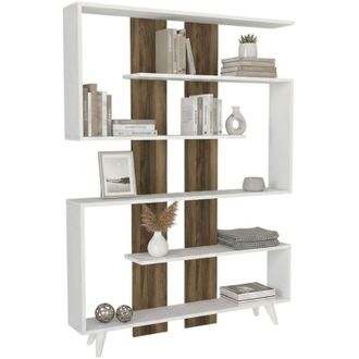 Dmora Libreria Gienah, Scaffale da ufficio, Mobile portalibri, Biblioteca, 120x20h162 cm, Bianco, con imballo rinforzato, con imballo rinforzato - Dmora
