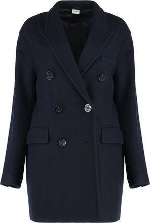 Aspesi Womens Double-breasted Wool Coat - Dark Blue - Size EU 44 (Womens)