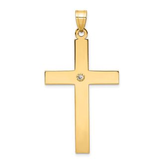 Diamond2Deal 14k Yellow Gold Polished.03 carat Diamond Cross Pendant