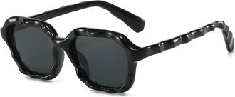 Generic Vintage Square Frame Mens Commuter Sunglasses Womens Shopping Street Photography Vacation Sun Glasses(Black)