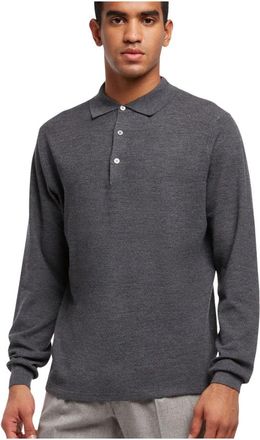 Brooks Brothers Merino wollen poloshirt - Heren - Ronde hals truien - Grijs - M - Wol - Truien & Vesten