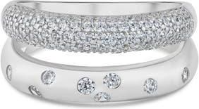 Kenneth Jay Lane Cubic Zirconia Double Band Ring in Rhodium Plated Brass at Nordstrom, Size 7