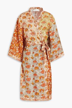 Zimmermann Floral-print linen wrap dress - Orange - 1
