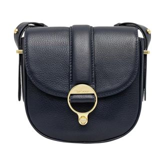 Barbour Elm Leren Crossbody Tas - Dames - Tassen - Blauw - Maat: ONE Size Katoen
