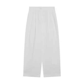Toteme Wide Trousers, female, White, Size: S Relaxed Twill Trousers