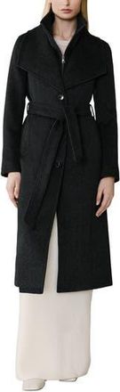 Soia & Kyo Ilana Bib Detail Wool Blend Trench Coat in Black Heather at Nordstrom Rack, Size X-Large
