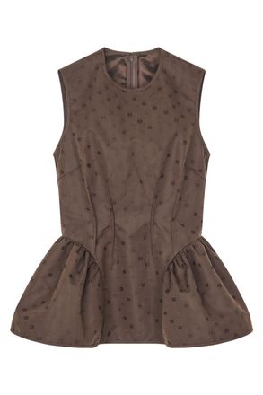 Cecilie Bahnsen Iris Jacquard Peplum Top With Exposed Stitching