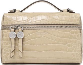 Tory Burch Charlie Croc-Embossed East-West Vanity Case - Dames - Handtassen - Groen - ONE Size - Leer - Tassen