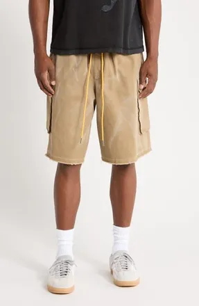 Diet Starts Monday Oversize Cotton Canvas Drawstring Cargo Shorts in Khaki at Nordstrom, Size Xx-Large