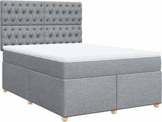 vidaXL Vidaxl - Cama Box Spring Con Colch&oacute;n Tela Gris Claro 140x190 Cm