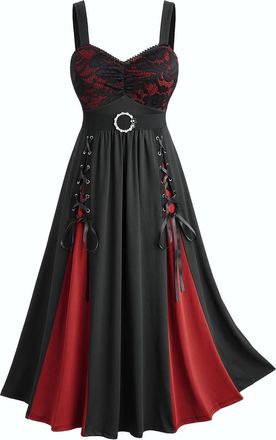 Generic Halloween Dresses for Women Plus Size Lace Up Gothic Short Sleeve Shaping with Straps Long Dress Womens Novelty Dresses Plus Size Party Evening Gowns
