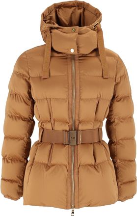 Elisabetta Franchi Quilted Padded Belted Hooded Coat