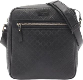 Gucci Pre-owned Cross Body Bags, female, Black, Size: ONE SIZE Pre-owned Leather Cross Body Bag
