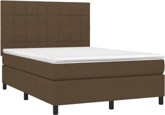 vidaXL Cama Box Spring Con Colch&oacute;n Tela Marr&oacute;n Oscuro 140x200 Cm Vidaxl
