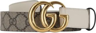 Gucci Leren Riem met GG Logo - Heren - Riemen - Beige - 115 CM - Leer - Accessoires