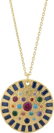 Latelita London Ecliptic Mosaic Circle Gemstone Pendant Necklace Gold