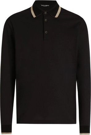Dolce & Gabbana CONTRAST TRIM LS POLO Size: 52, colour: BLACK