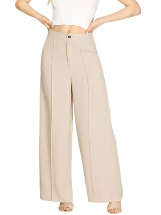 She + Sky Woven Wide Pants In Light Taupe