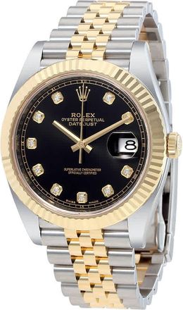 Rolex Datejust 41 Black Diamond Dial Stee and 18K Yellow Gold Jubilee Mens Watch 12633BKDJ