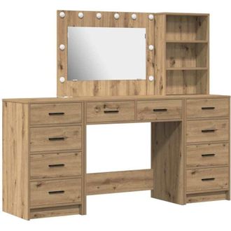 vidaXL Mesa Tocador 3 Pcs Roble Artesanal Madera De Ingenier&iacute;a Vidaxl
