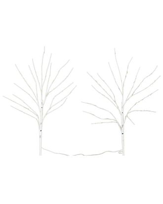 Nearly Natural Set Of 2 24In Pre-Lit Artificial White Birch Branches With 80 Warm White Led Lights