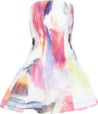 Aje AJE Celestial white multicolor abstract paint print pleated mini dress UK4 XXS