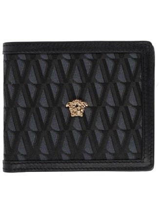 Versace Textured Geometric Pattern Interlocking Wallet