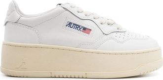 Autry Medalist Platform Sneakers In White Leather